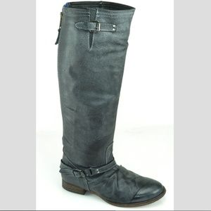 Steve Madden Leather Riding Boots + Back Zipper